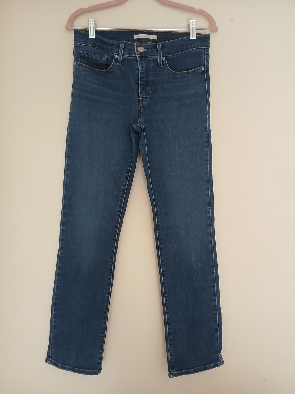 Levi’s 314 Shaping Straight Jeans W27 L30 Dark Blue Stretch Denim